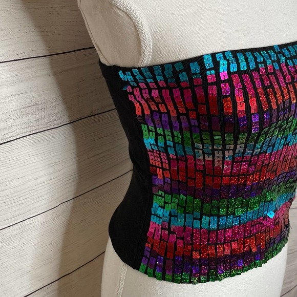 3 PIECE SET Moda International Vintage Y2K Sequin Tube Top & Cardigans XS - Picture 4 of 13